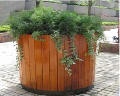 圓形防腐木花箱